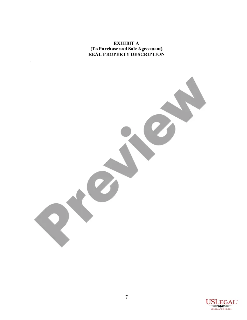 Preview Purchase and Sale Agreement for Land and Improvements