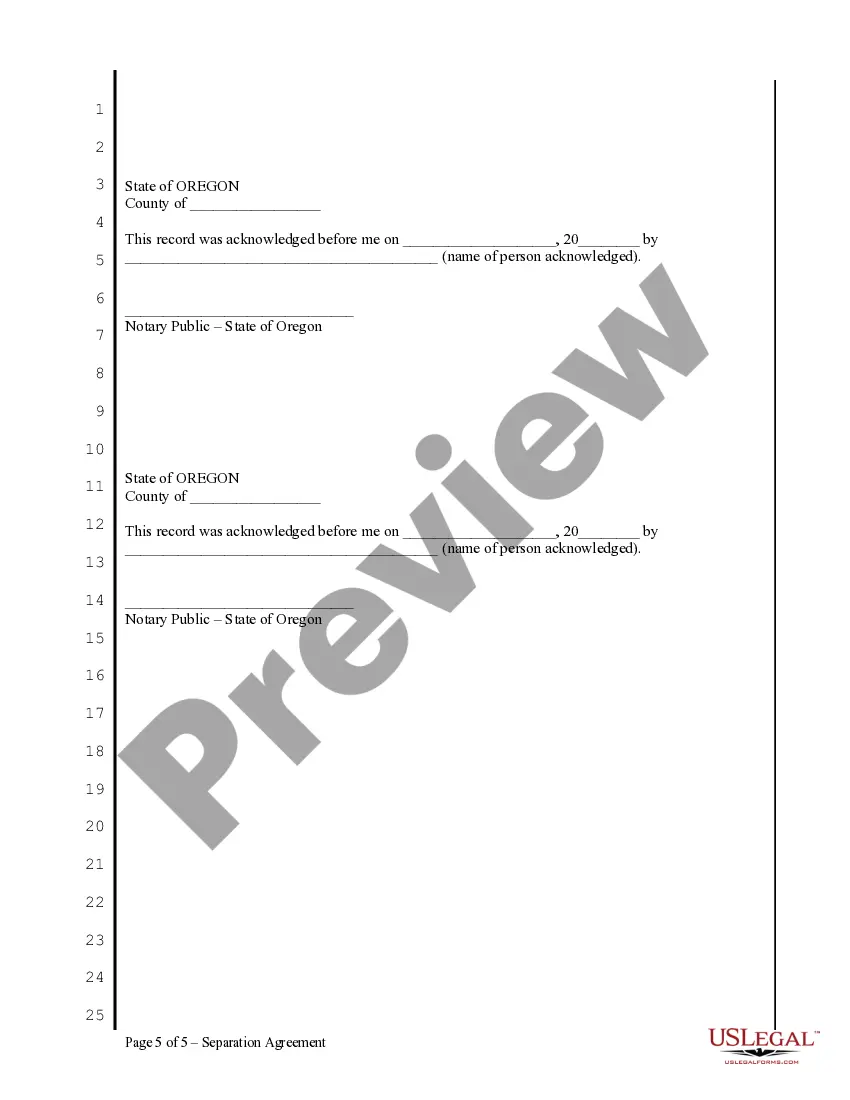 Preview Separation and Property Agreement - No Children