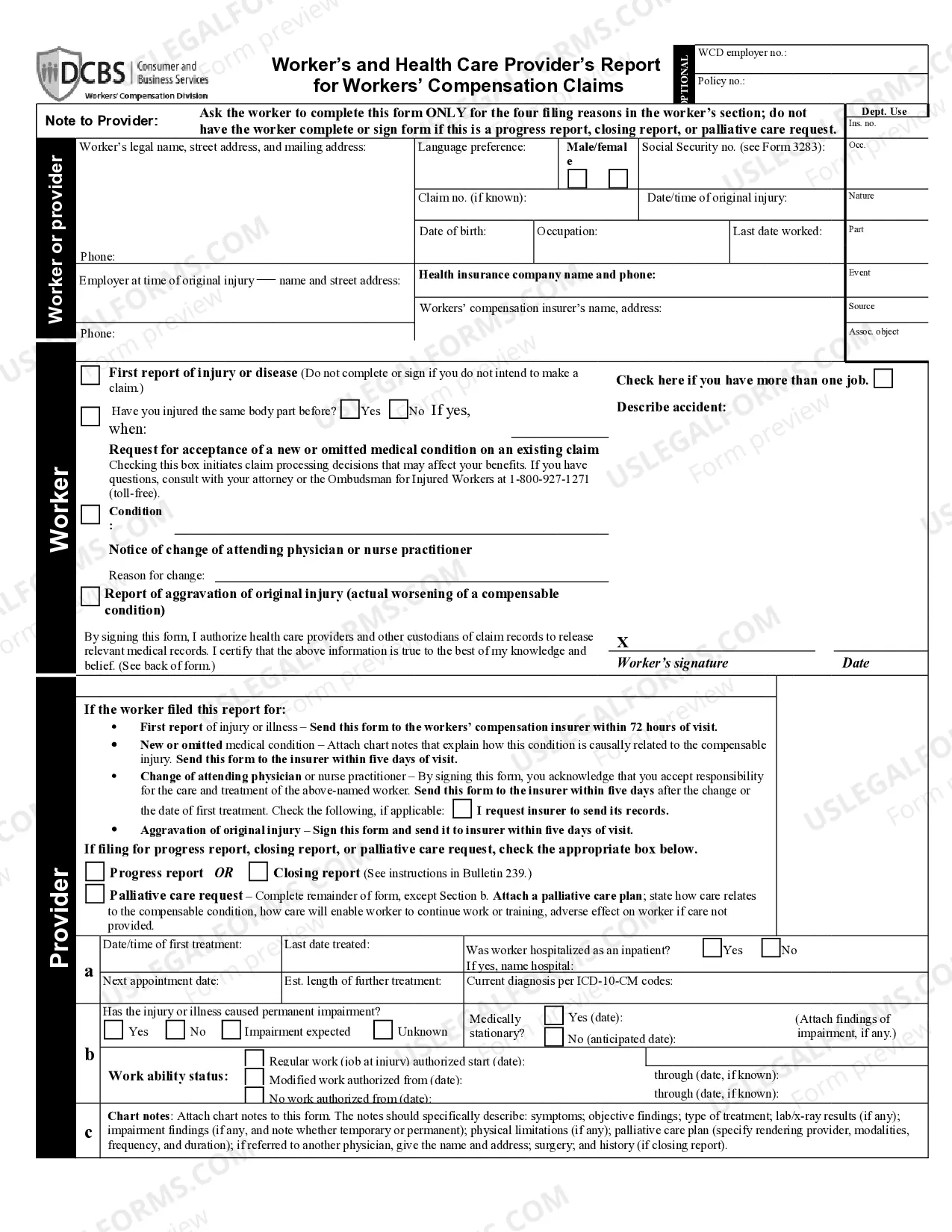 Preview Workers and Physicians Report for Workers Compensation Claim Form 827