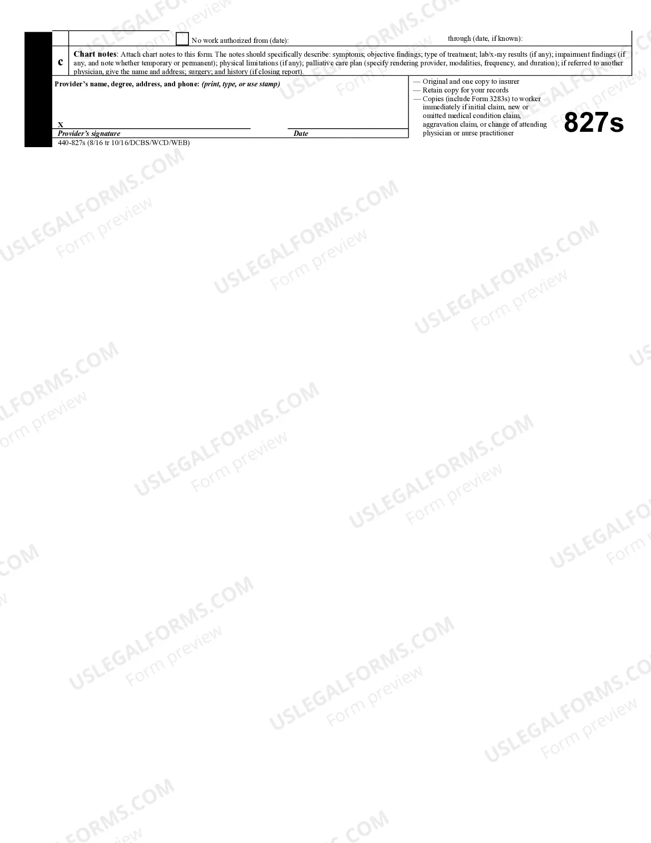 Preview Workers and Physicians Report for Workers Compensation Claim Form 827S