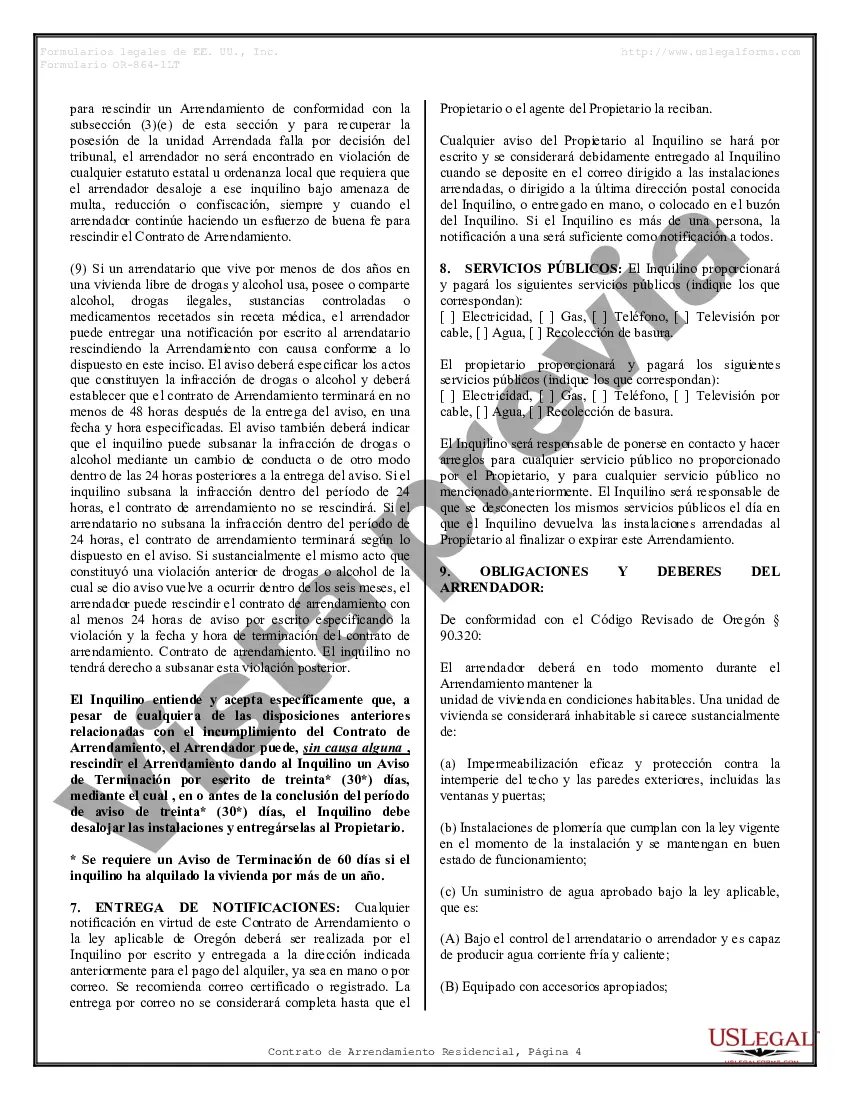 Preview Arrendamiento residencial o contrato de alquiler de mes a mes