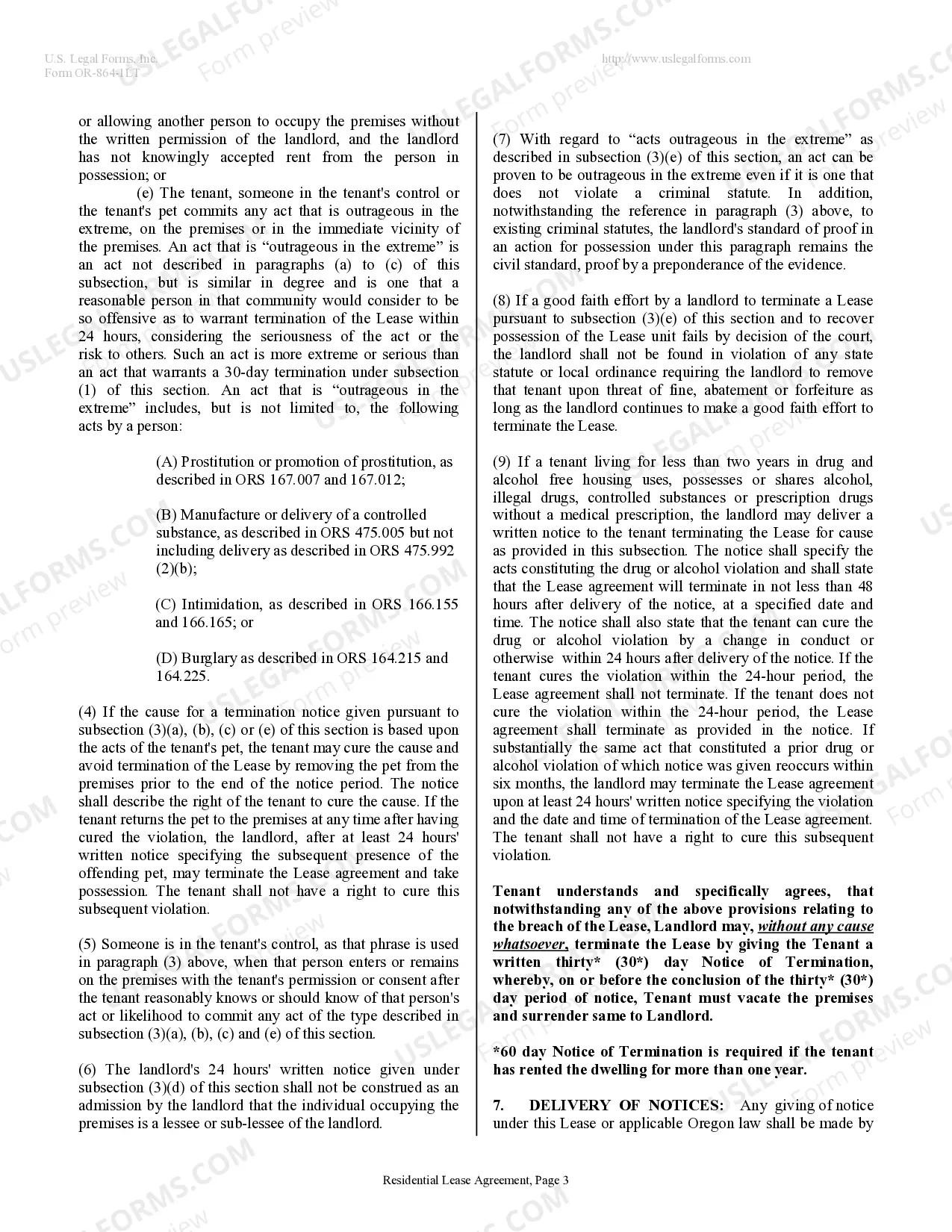 Preview Residential Lease or Rental Agreement for Month to Month