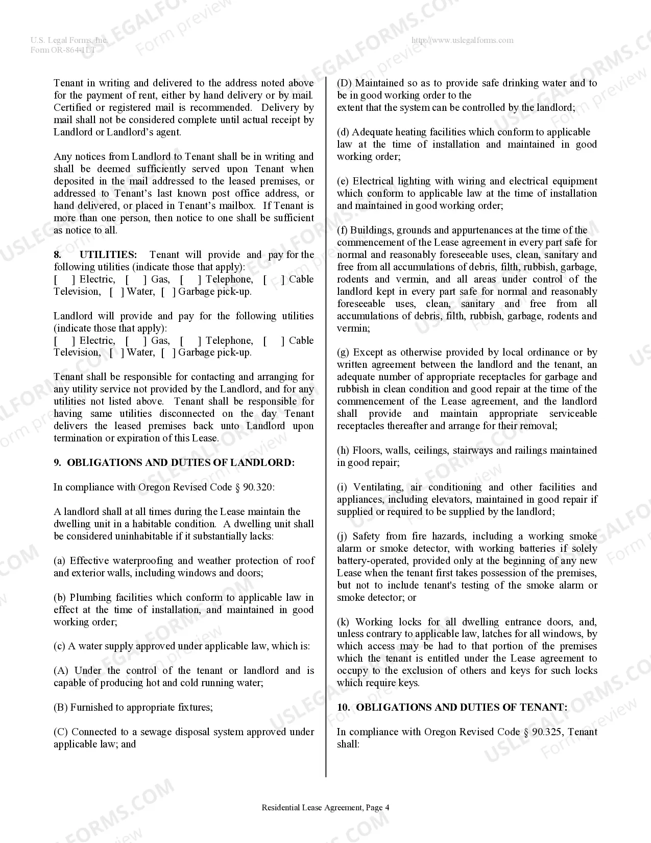 Preview Residential Lease or Rental Agreement for Month to Month