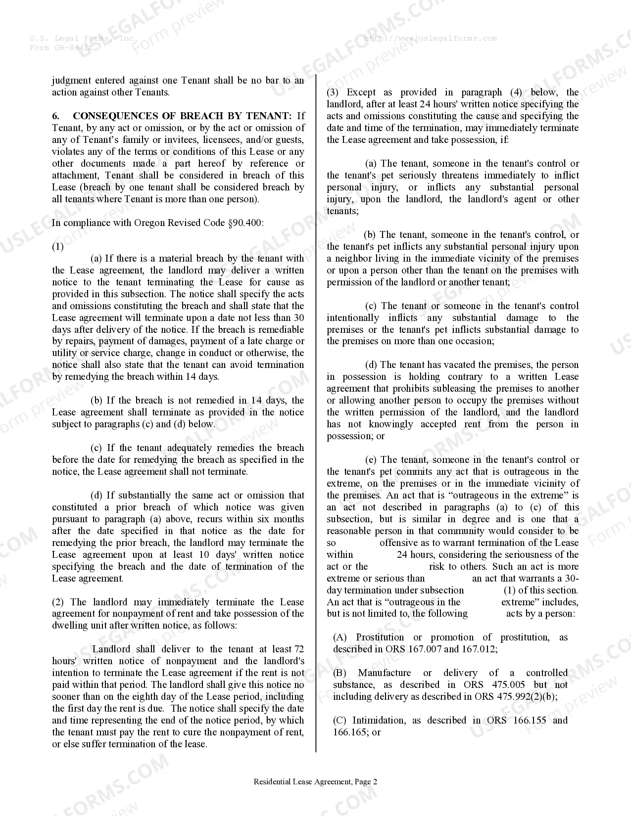 Preview Residential Rental Lease Agreement