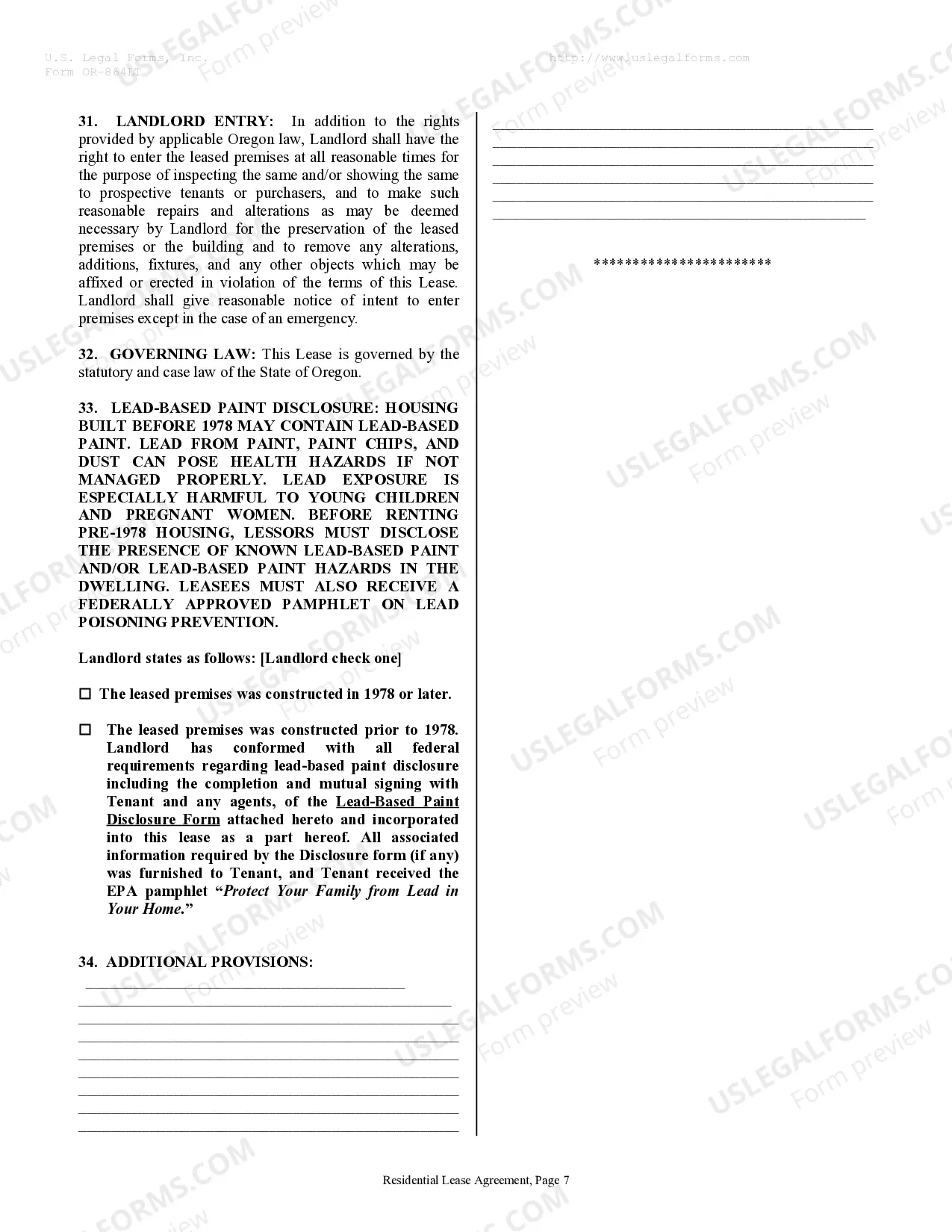 Preview Residential Rental Lease Agreement