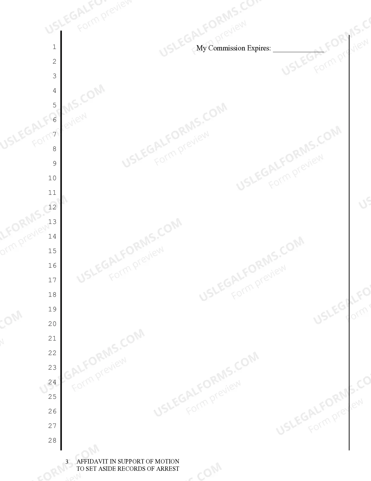 Preview Affidavit in Support of Motion to Set Aside Records of Arrest after Acquittal