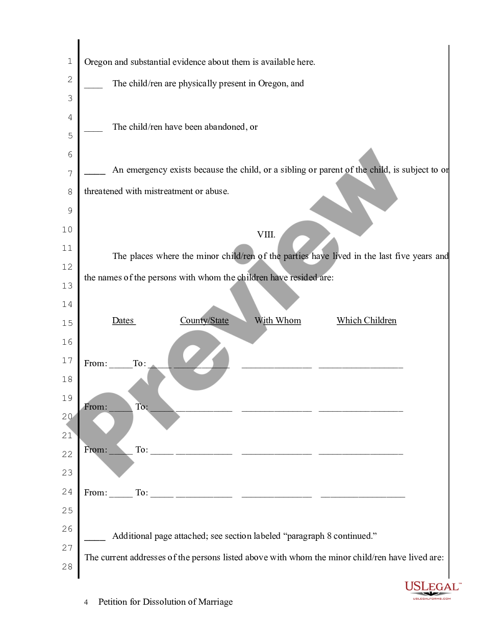 page 3 Petition for Dissolution of Marriage preview