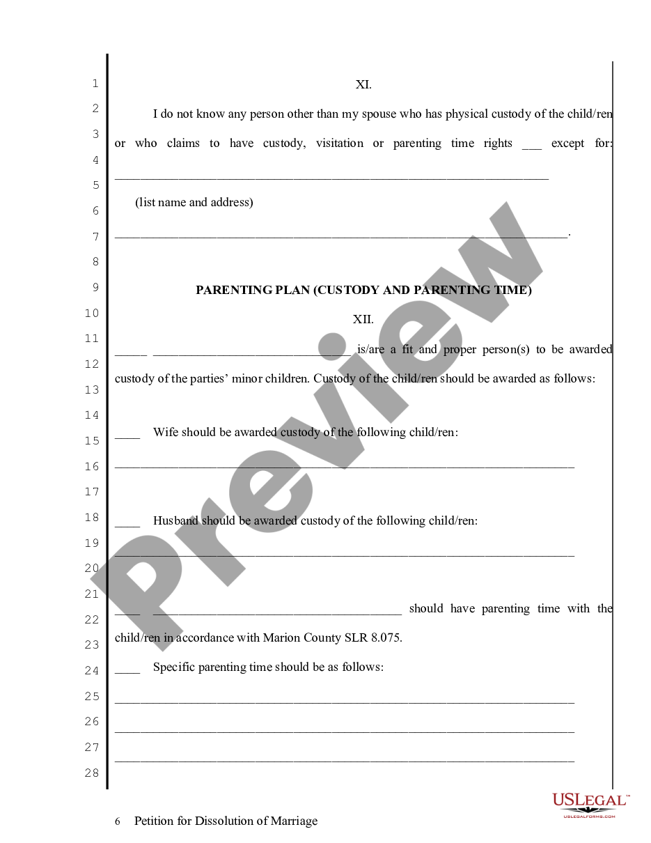 page 5 Petition for Dissolution of Marriage preview