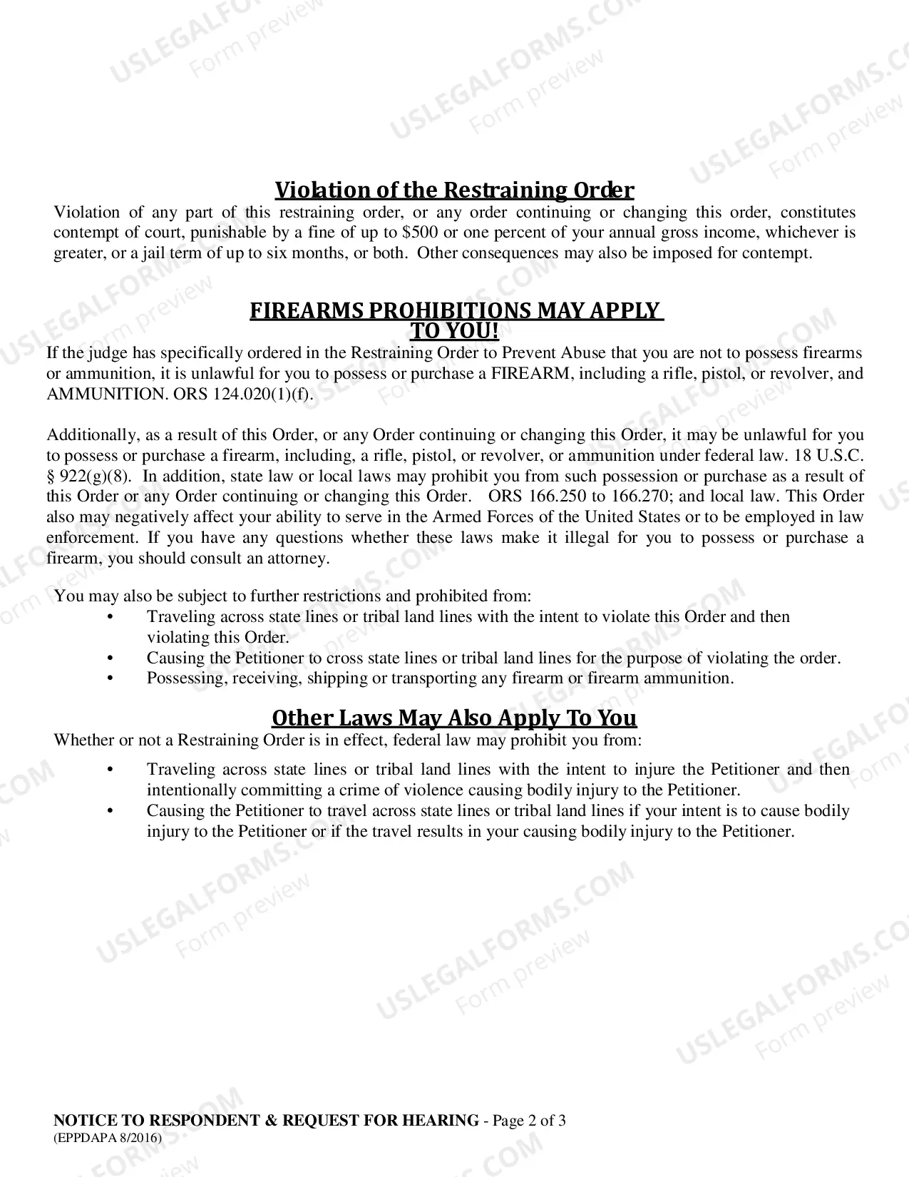 Preview Notice to Respondent - Elder Abuse Prevention Act