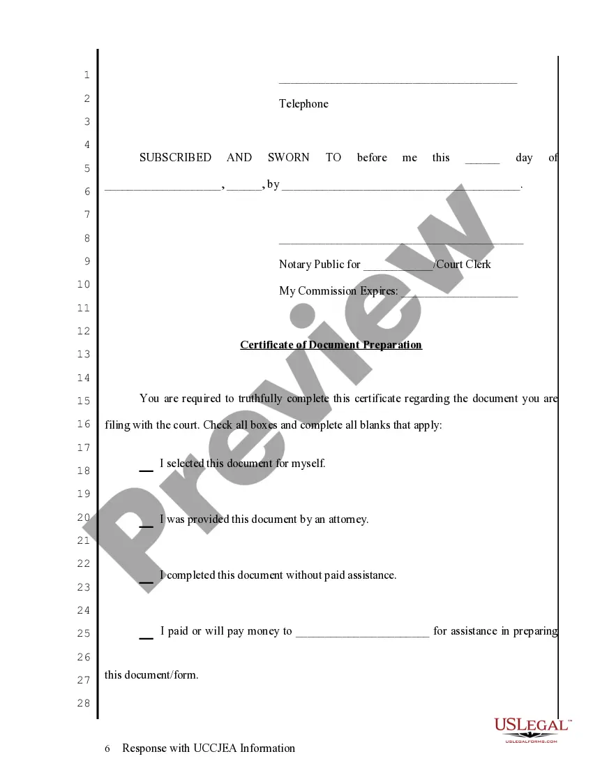 Preview Response with UCCJEA Information