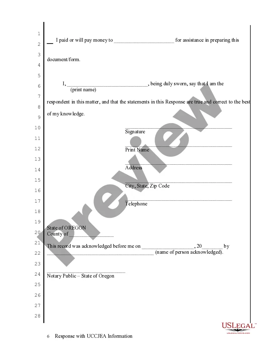 Preview Response with UCCJEA Information