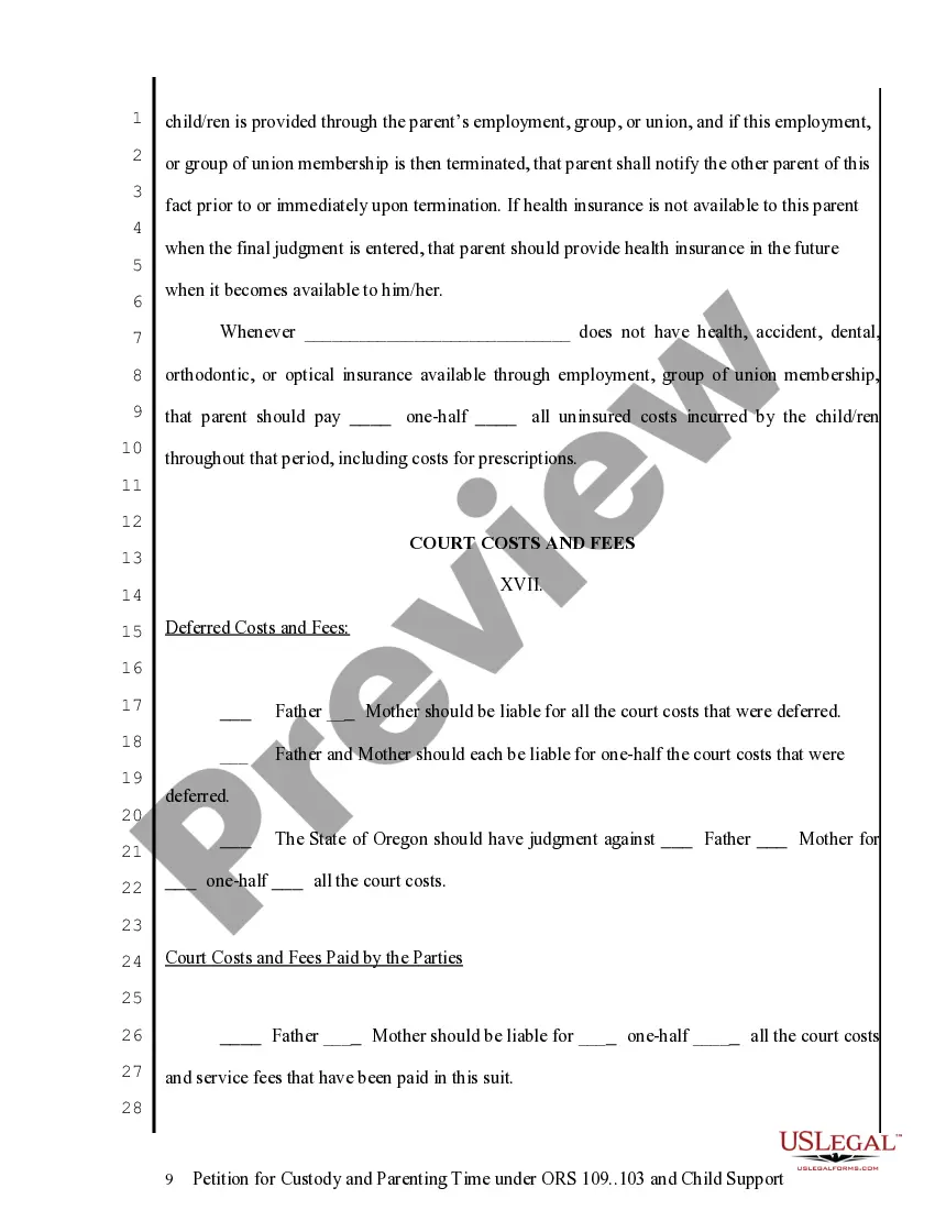 Get Petition for Custody, Parenting Time and Child Support Preview Petition for Custody, Parenting Time and Child Support