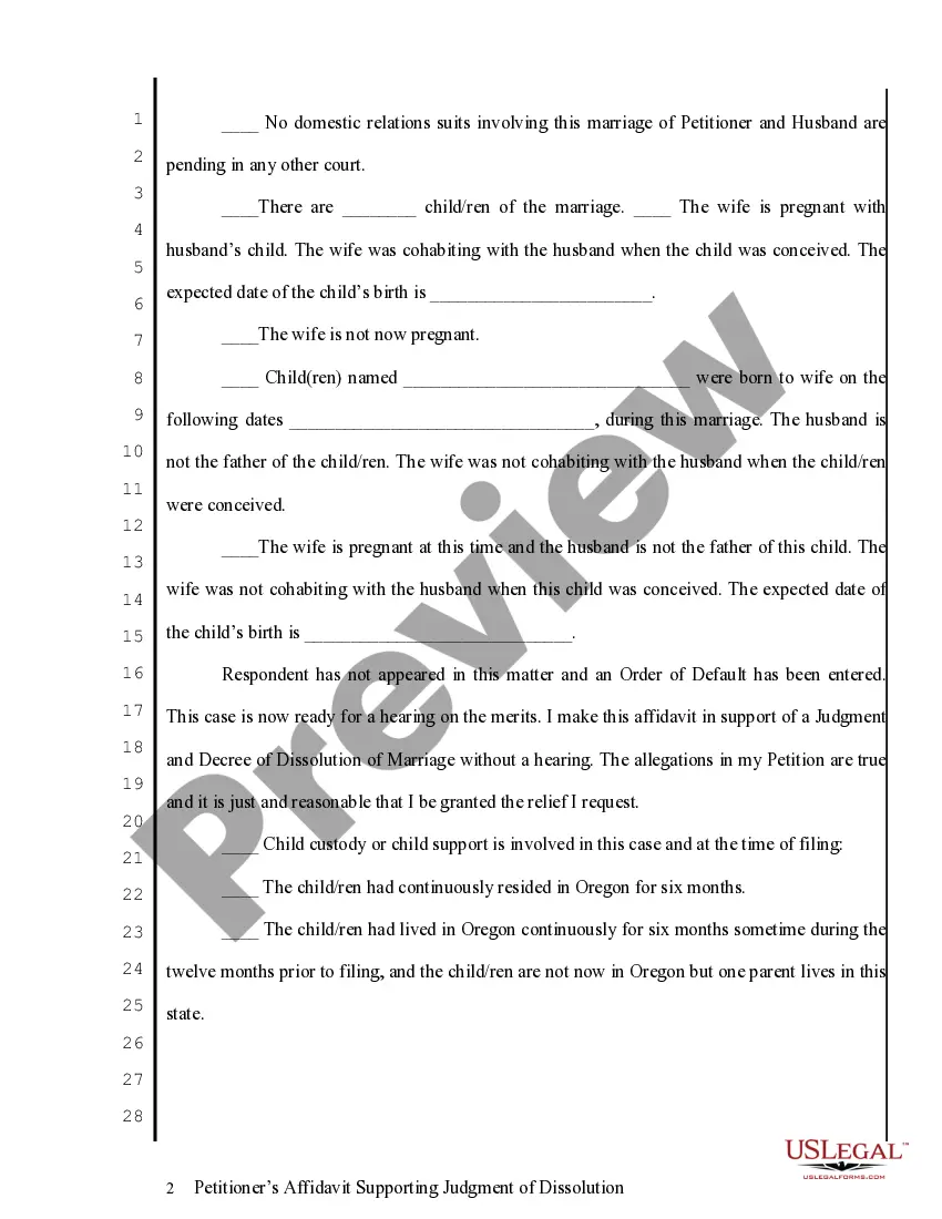 Preview Petitioner's Affidavit Supporting Judgment