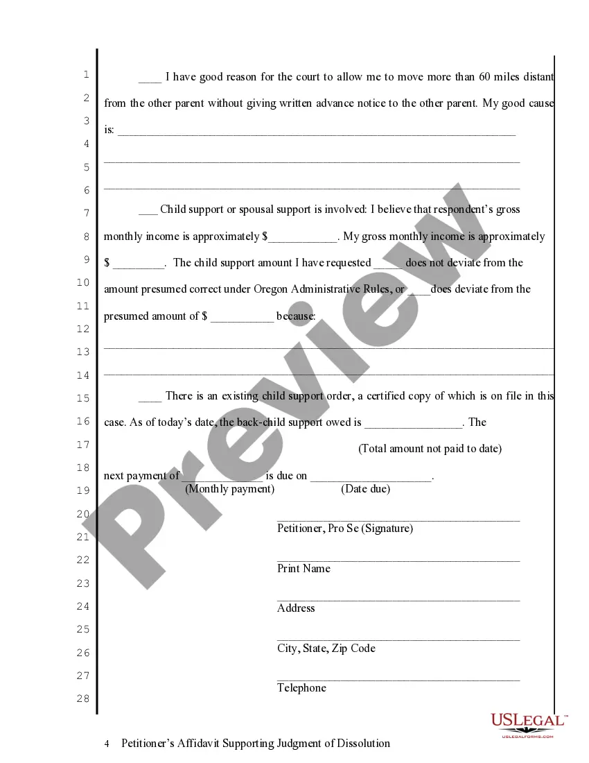 Preview Petitioner's Affidavit Supporting Judgment