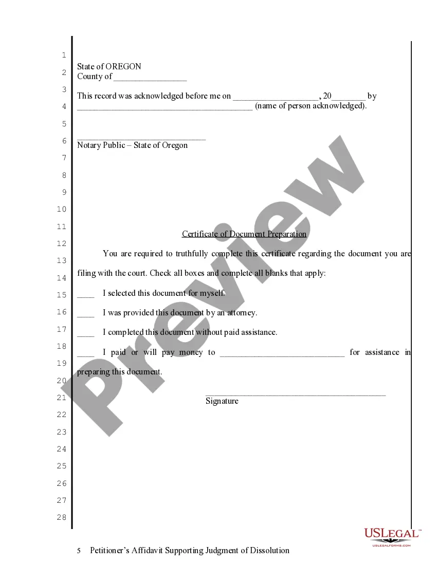 Preview Petitioner's Affidavit Supporting Judgment