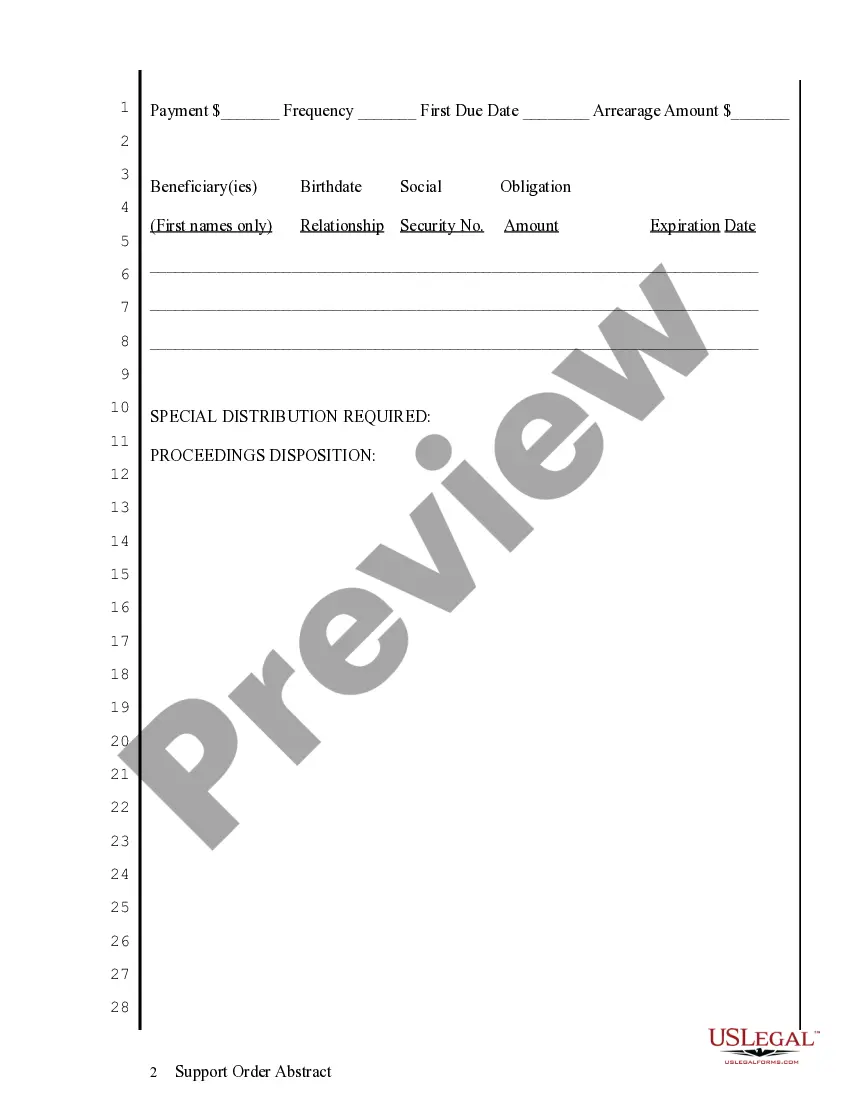 Preview Support Order Abstract