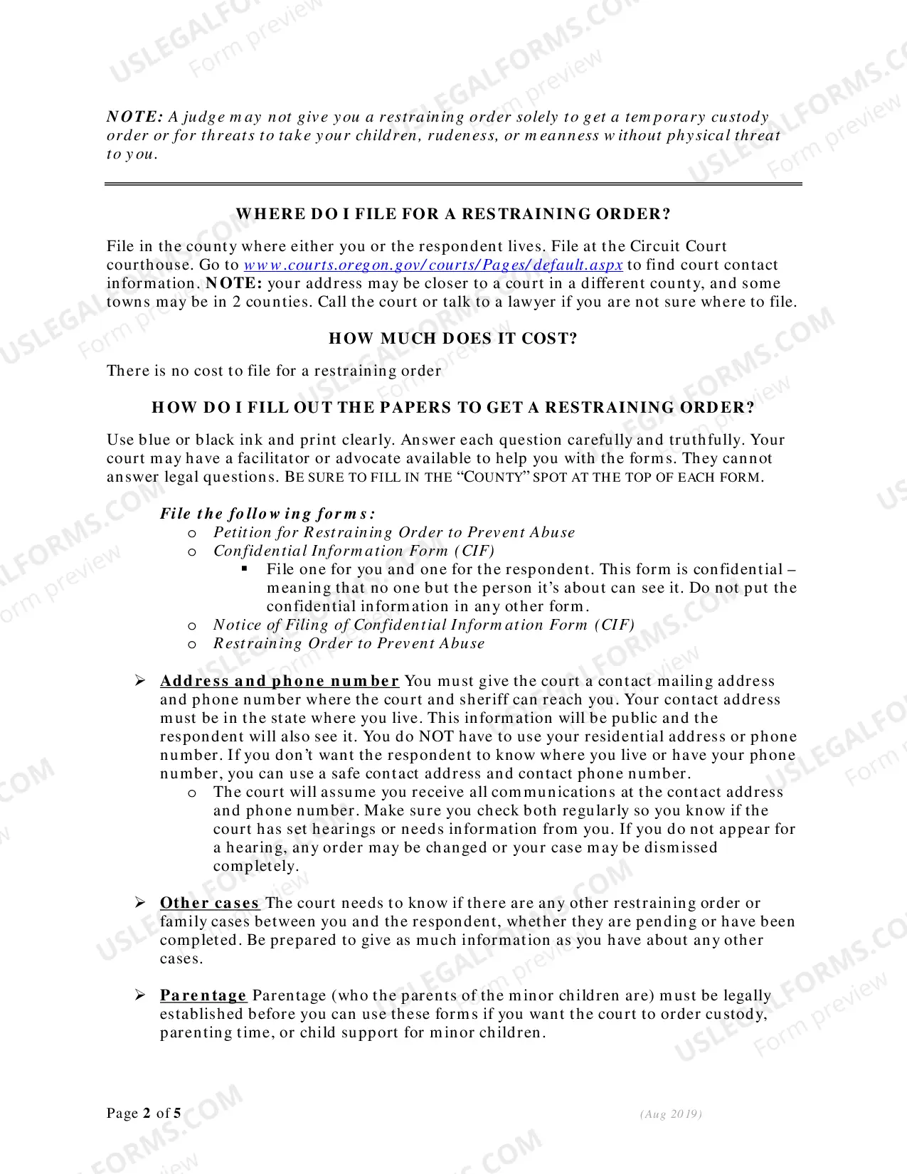 Preview Restraining Order Information, Requirements and Eligibility