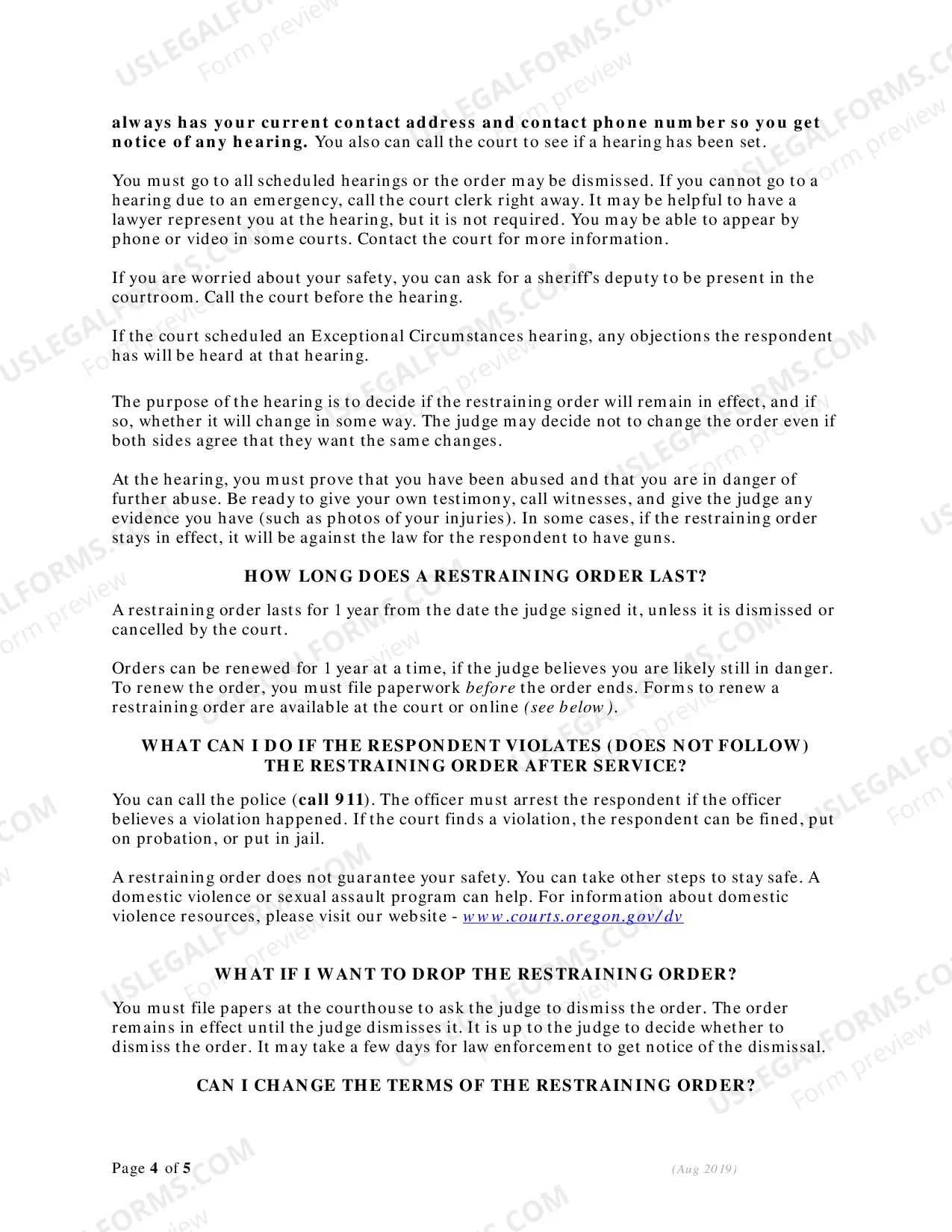 Preview Restraining Order Information, Requirements and Eligibility