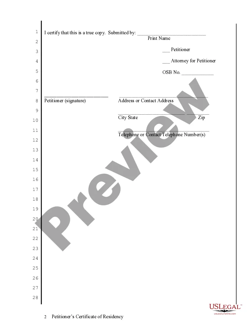Get Petitioner's Certificate of Residency Preview Petitioner's Certificate of Residency