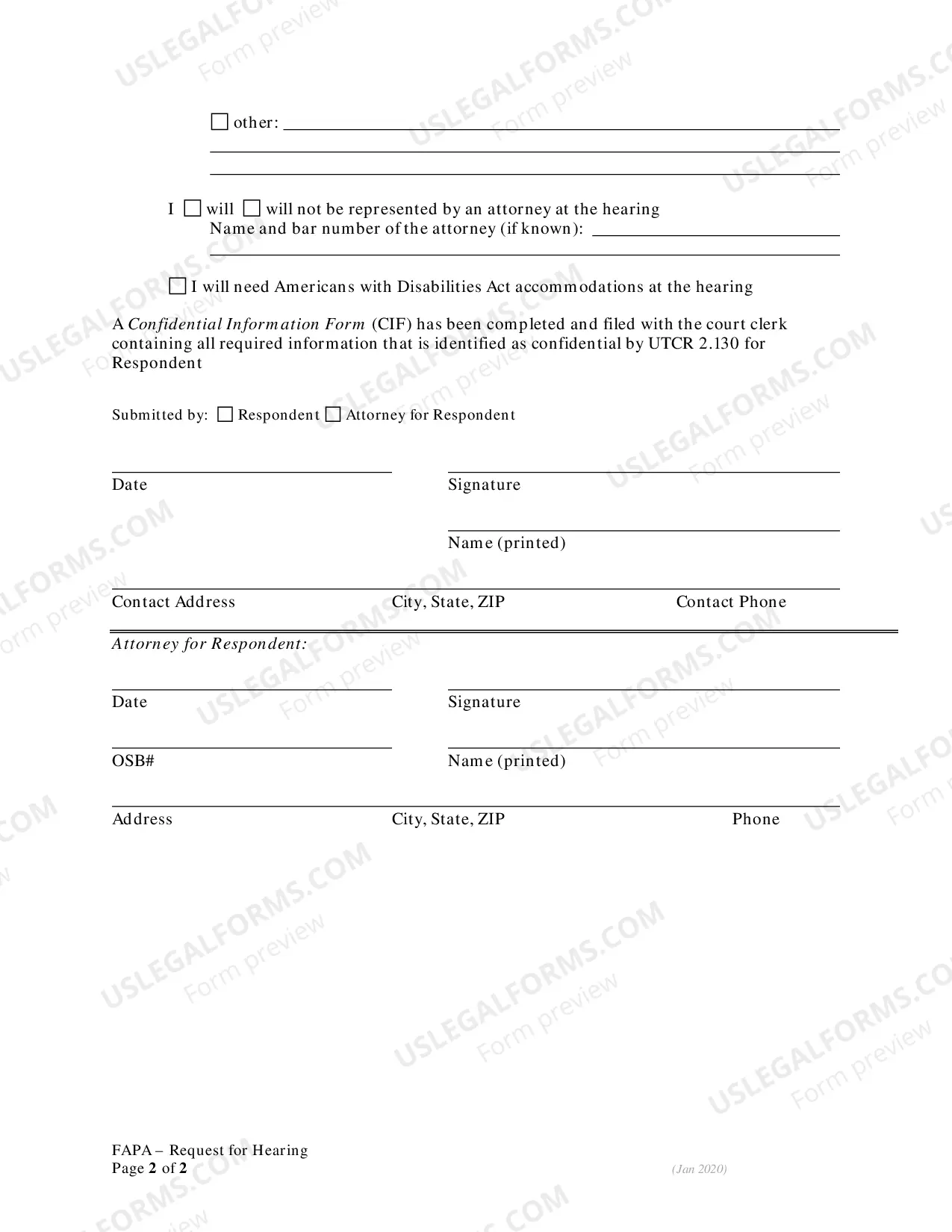 Preview Notice to Respondent under FAPA for Restraining Order