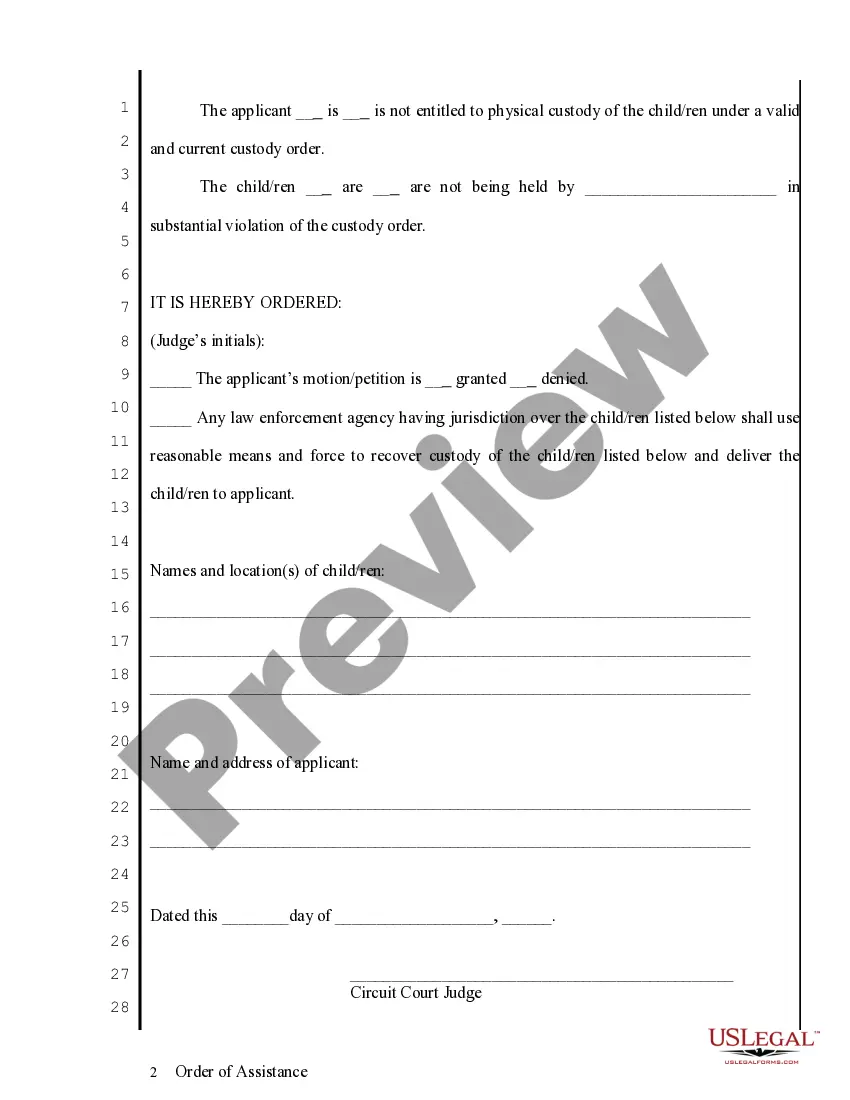 Preview Order of Assistance