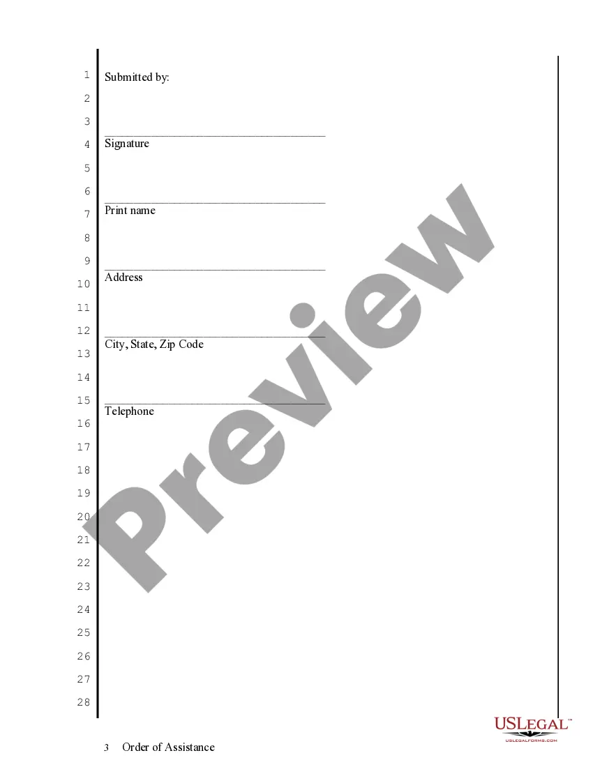 Preview Order of Assistance