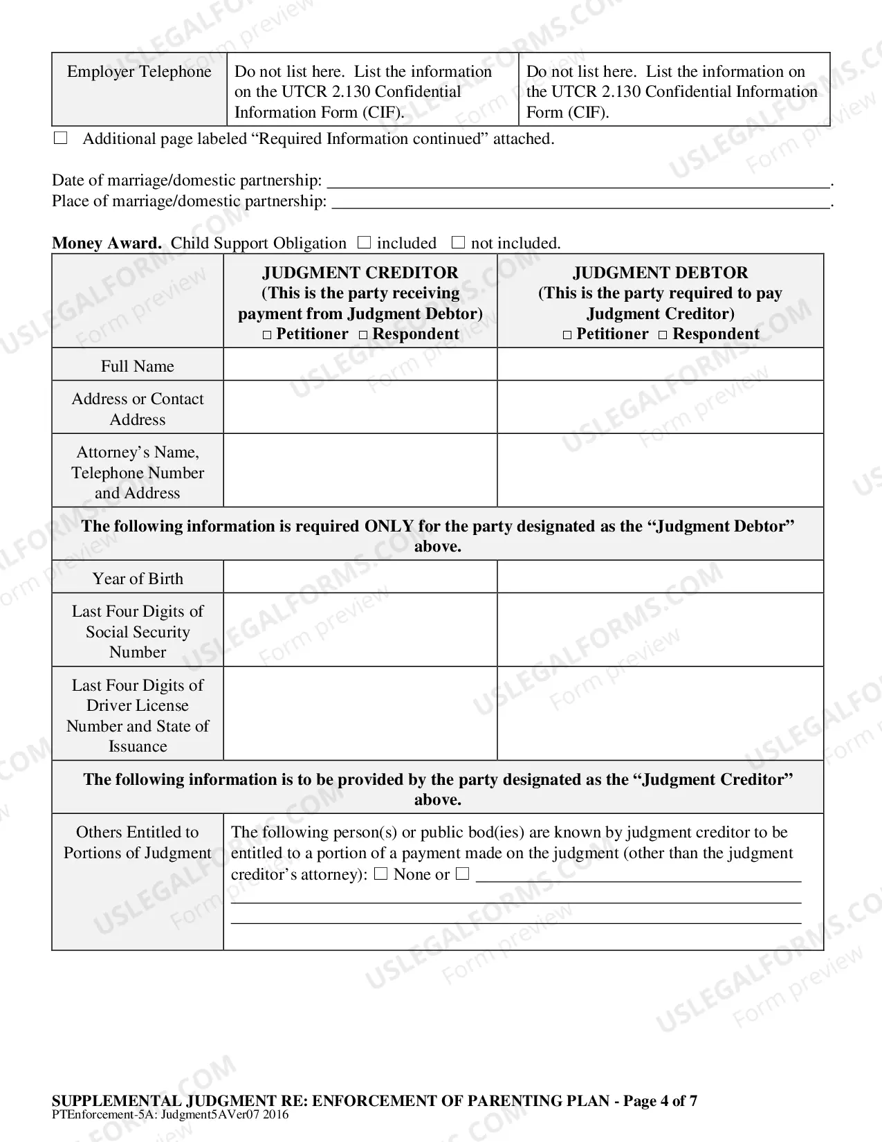Preview Judgment regarding Enforcement of Parenting Plan