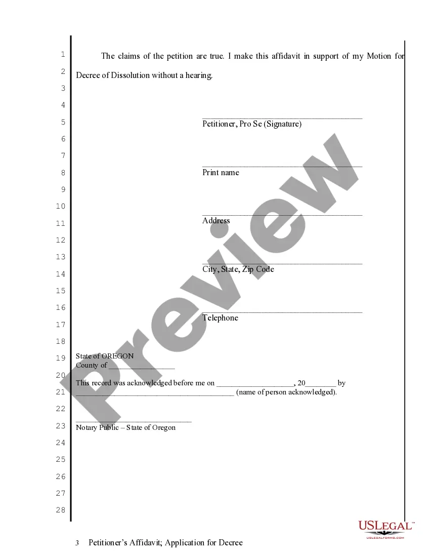Get Petitioner's Affidavit Application for Decree Preview Petitioner's Affidavit Application for Decree