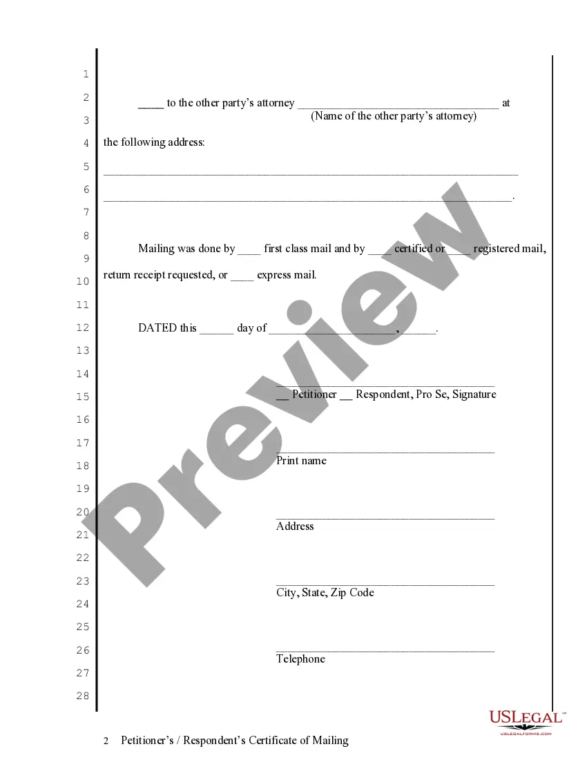 Preview Petitioners - Respondent's Certificate of Mailing