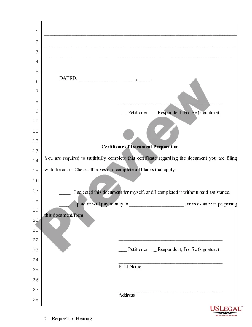 Preview Request for Hearing