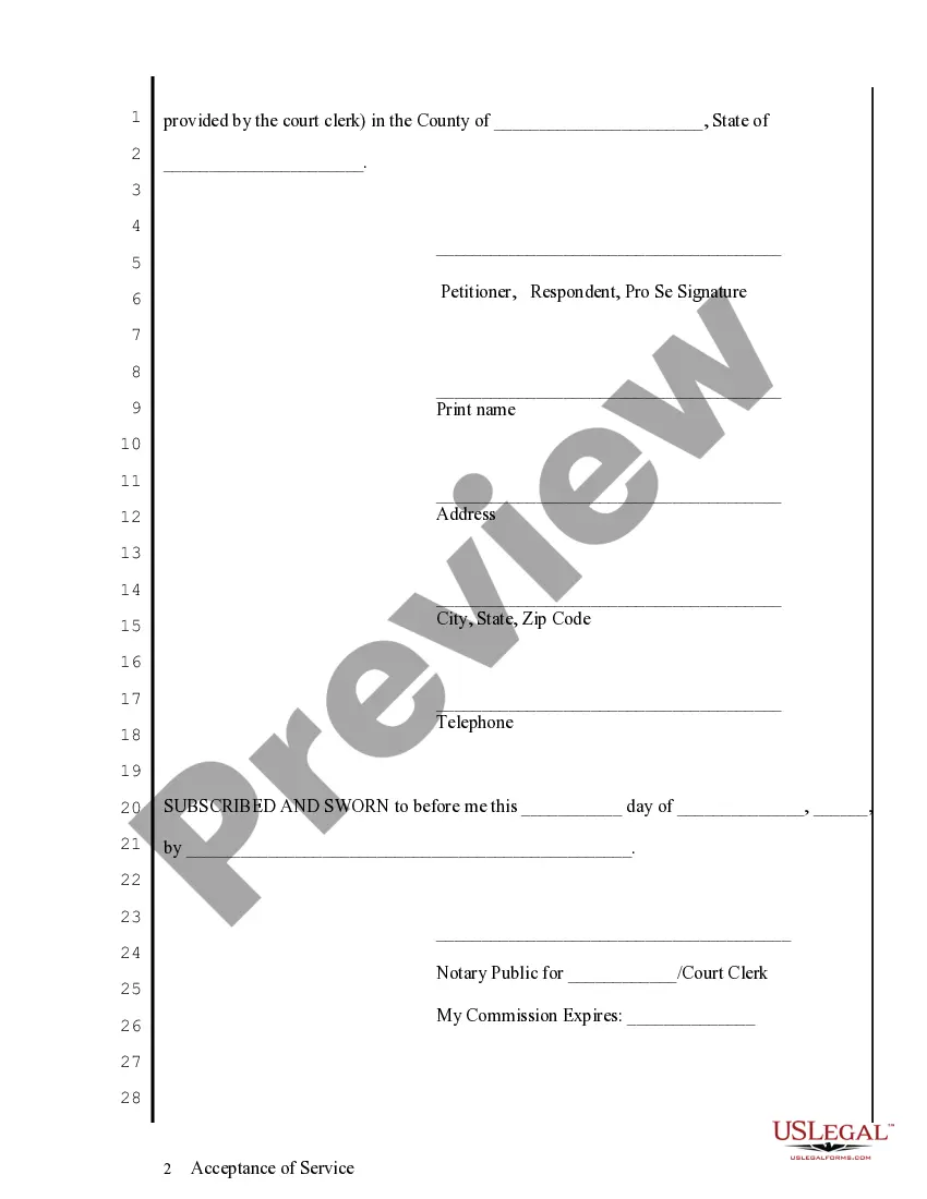Preview Acceptance of Service regarding Motions, Orders, etc.