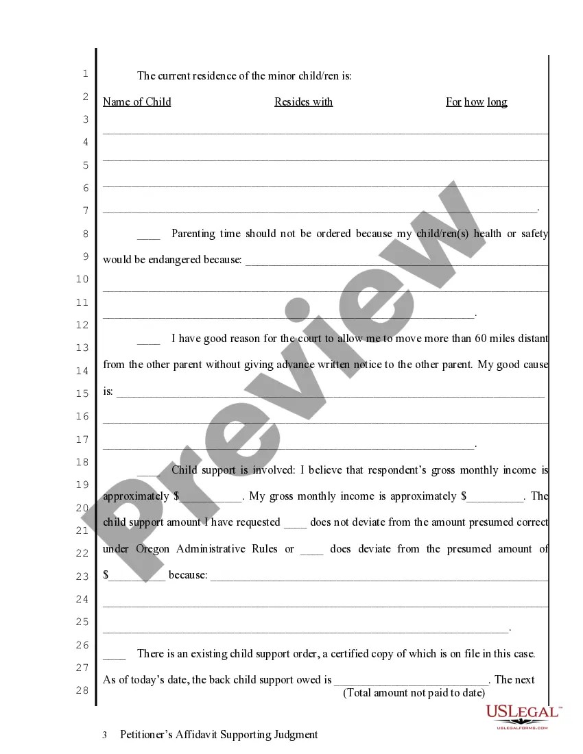 Preview Petitioner's Affidavit Supporting Judgment