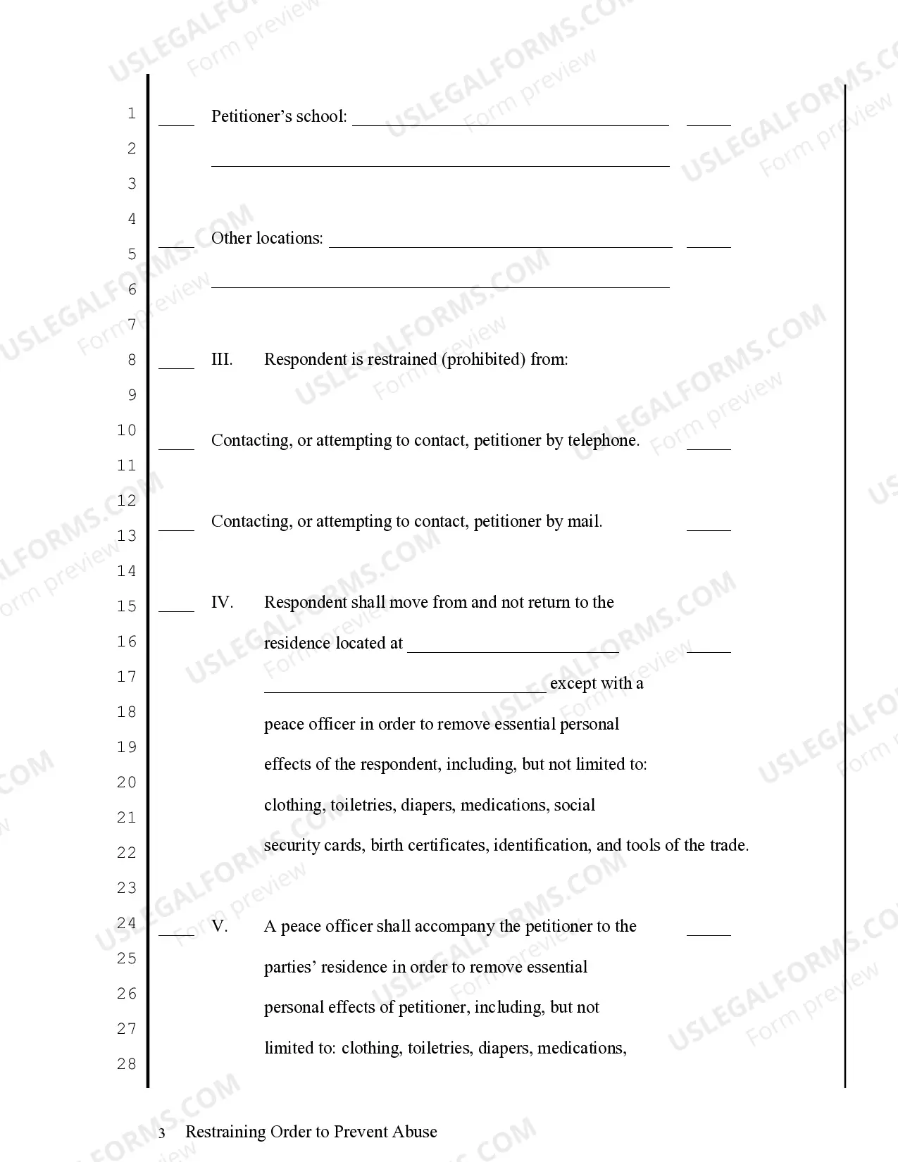 Preview Restraining Order to Prevent Abuse