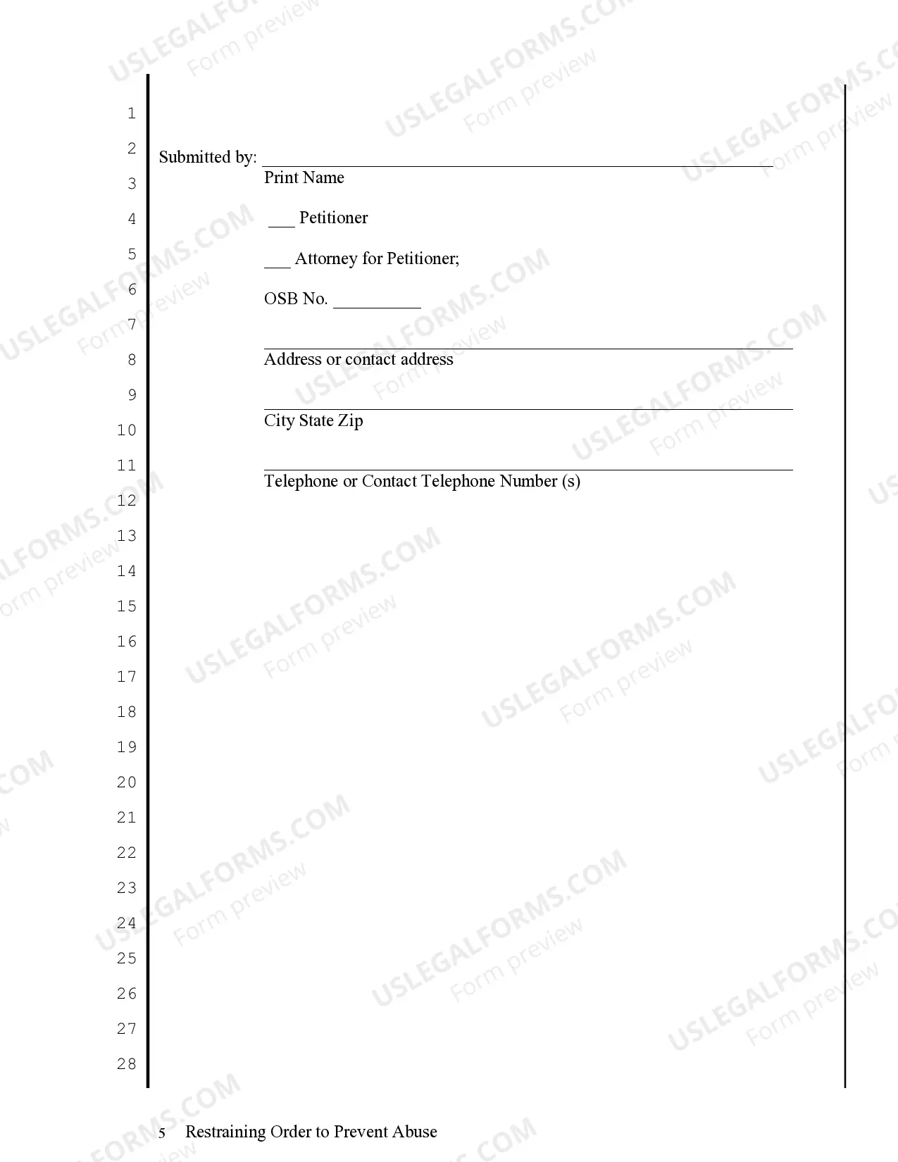 Preview Restraining Order to Prevent Abuse