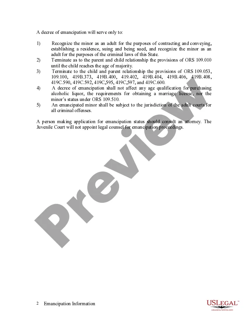 Get Emancipation Information Preview Emancipation Information