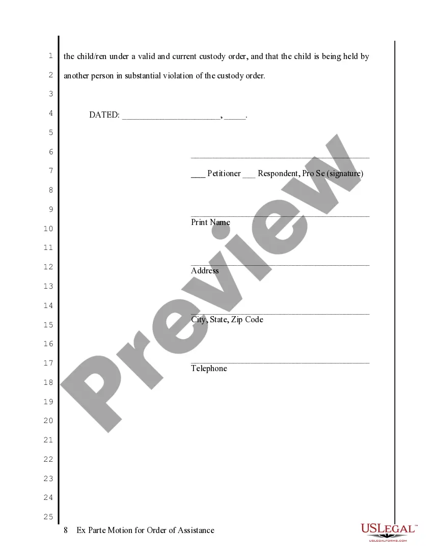 Preview Custody Enforcement Instructions