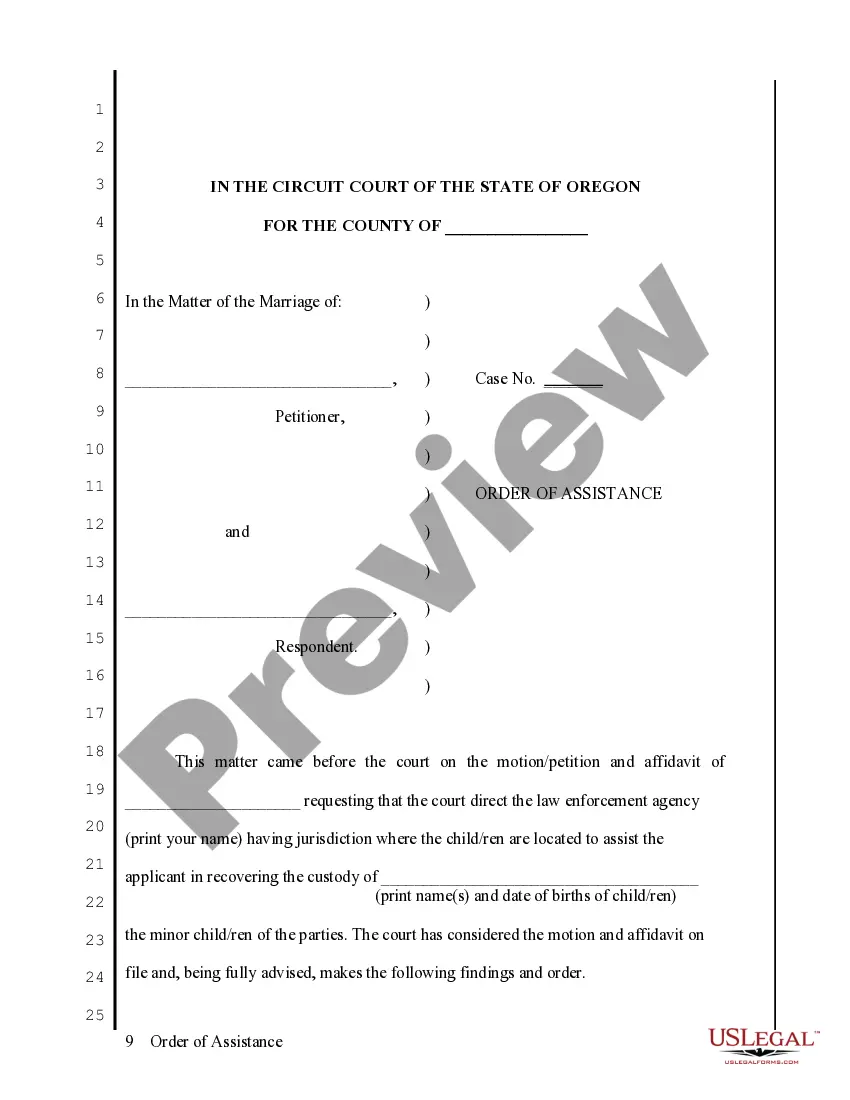 Preview Custody Enforcement Instructions