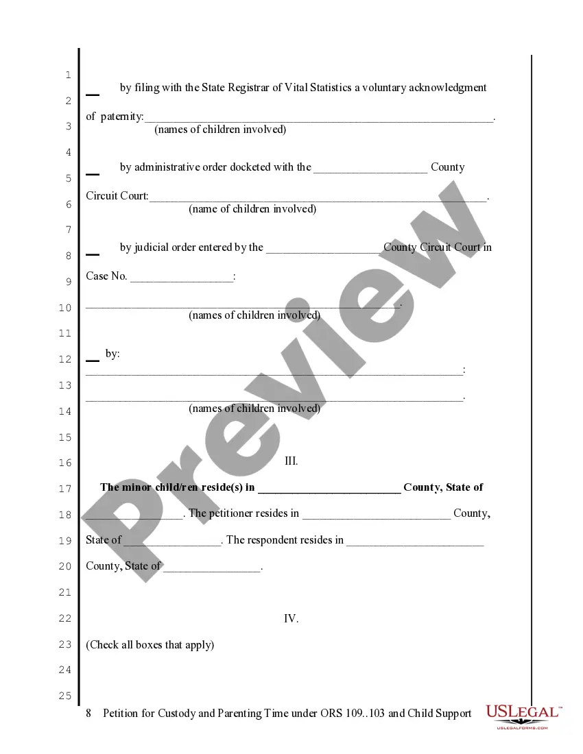 Get Unmarried Parents - Custody - Support - Forms and Instructions - Packet 5 Preview Unmarried Parents - Custody - Support - Forms and Instructions - Packet 5