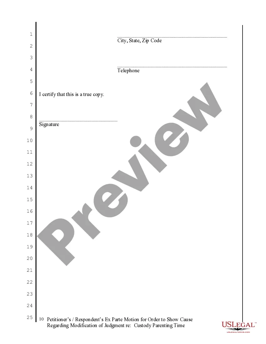 Get Modification of Custody and Parenting Time Forms and Instructions to Start Action - Packet 7 Preview Modification of Custody and Parenting Time Forms and Instructions to Start Action - Packet 7