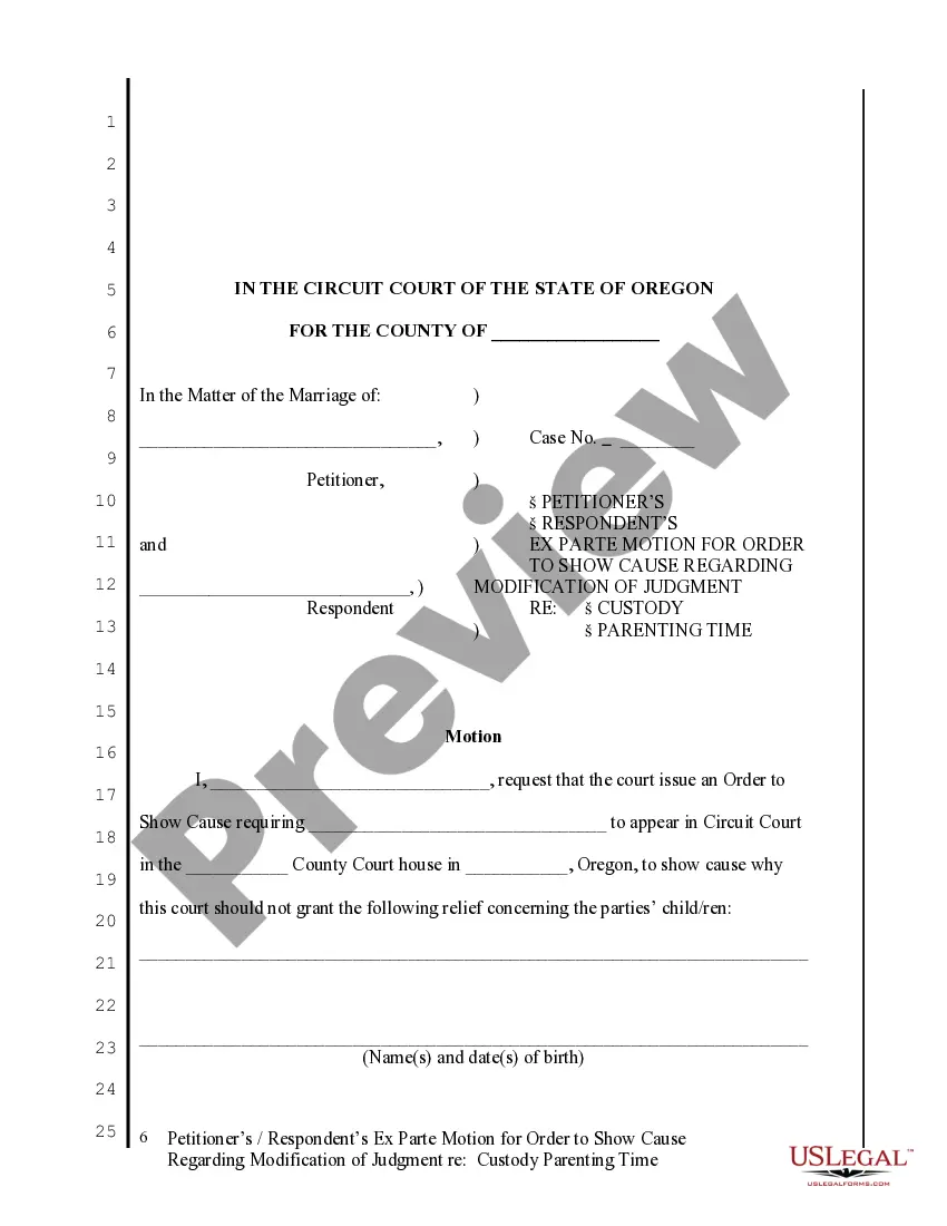 Get Modification of Custody and Parenting Time Forms and Instructions to Start Action - Packet 7 Preview Modification of Custody and Parenting Time Forms and Instructions to Start Action - Packet 7