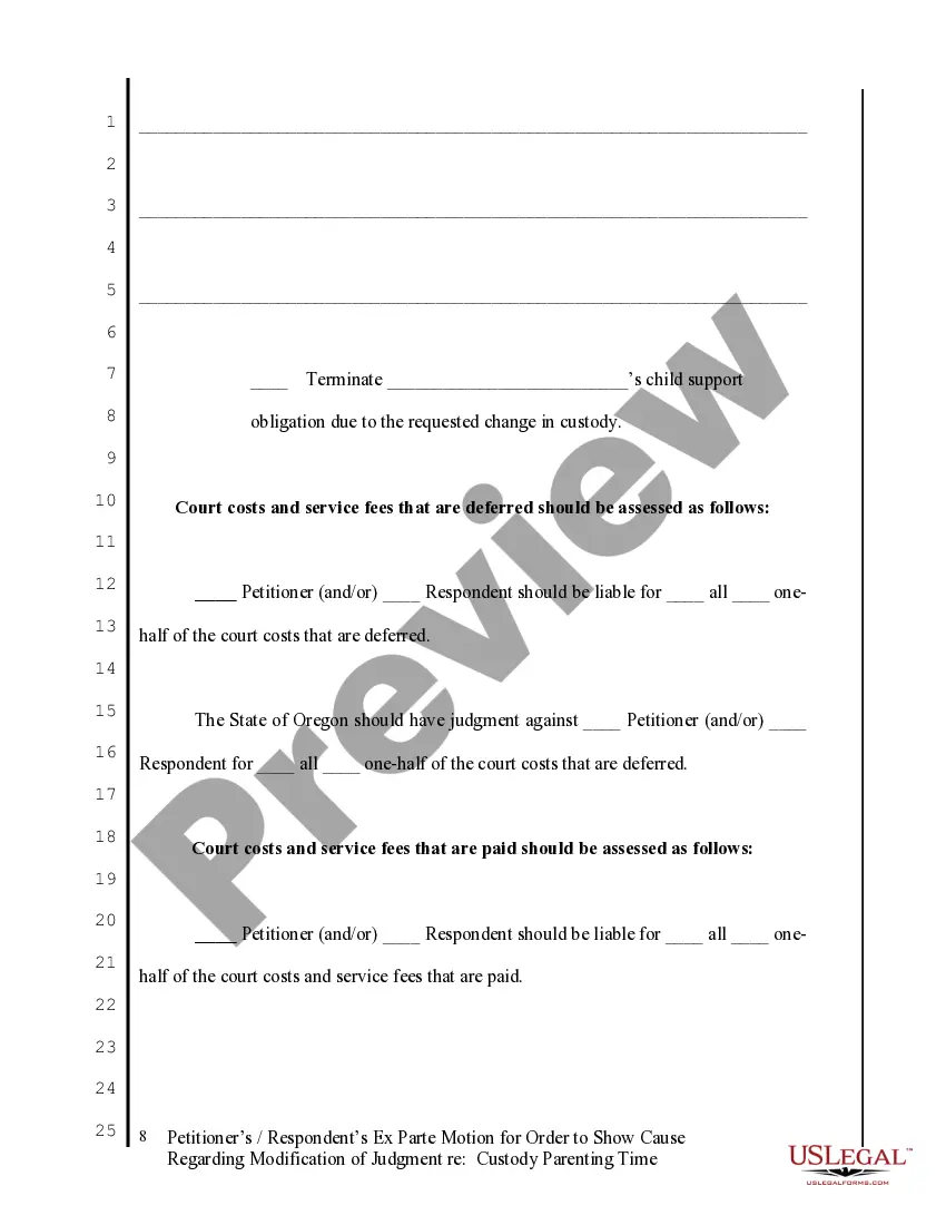 Get Modification of Custody and Parenting Time Forms and Instructions to Start Action - Packet 7 Preview Modification of Custody and Parenting Time Forms and Instructions to Start Action - Packet 7