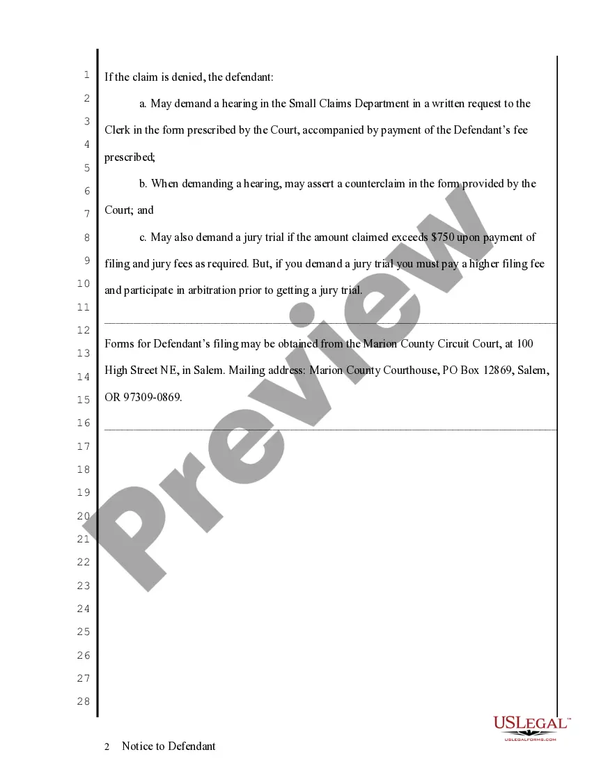 Preview Notice of Defendant