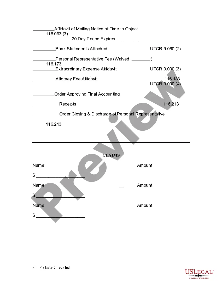Get Probate Checklist Preview Probate Checklist