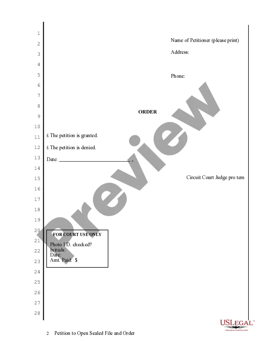 Preview Petition to Open Sealed File and Order