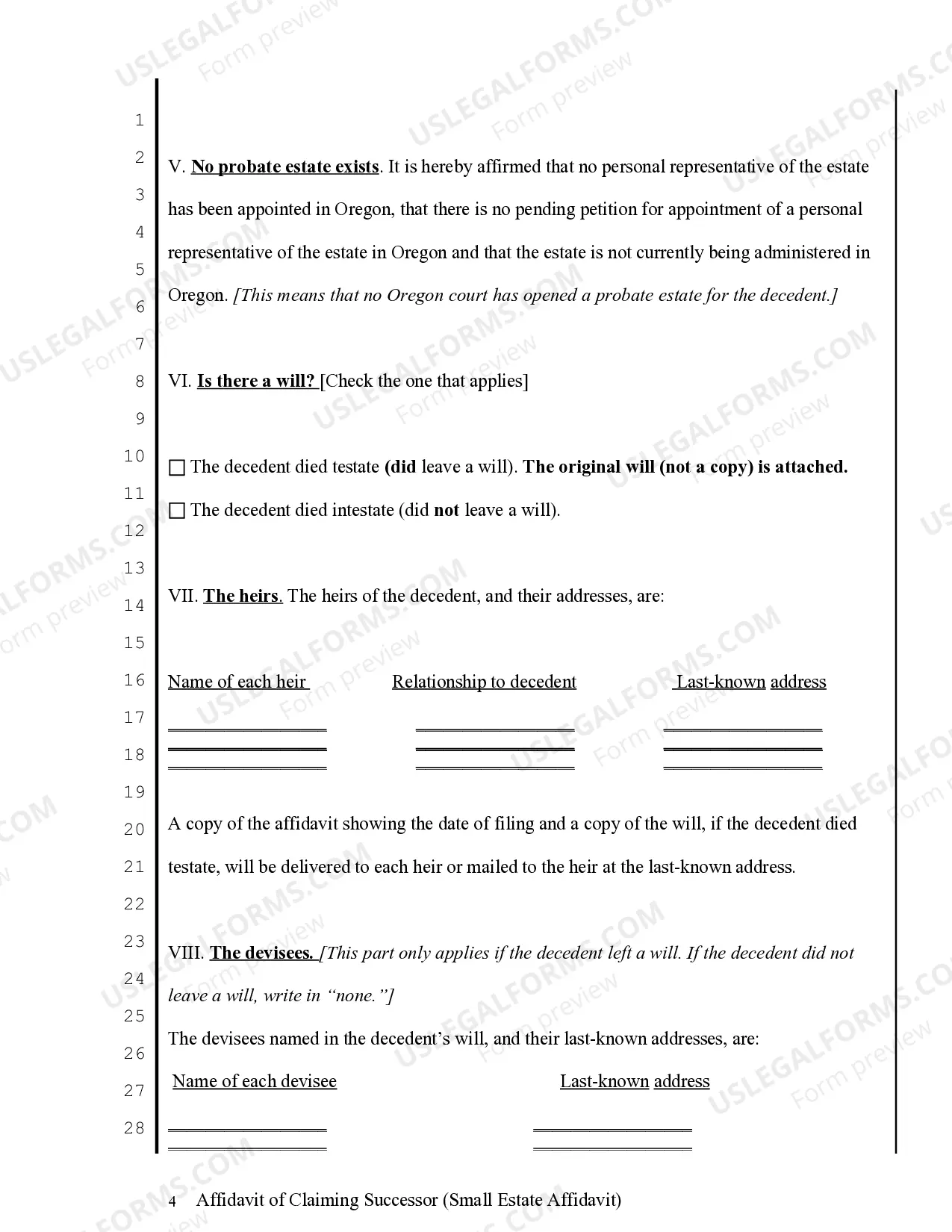 Preview Small Estate Affidavit for Estates under 75,000 Personal - 200,000 Real Property