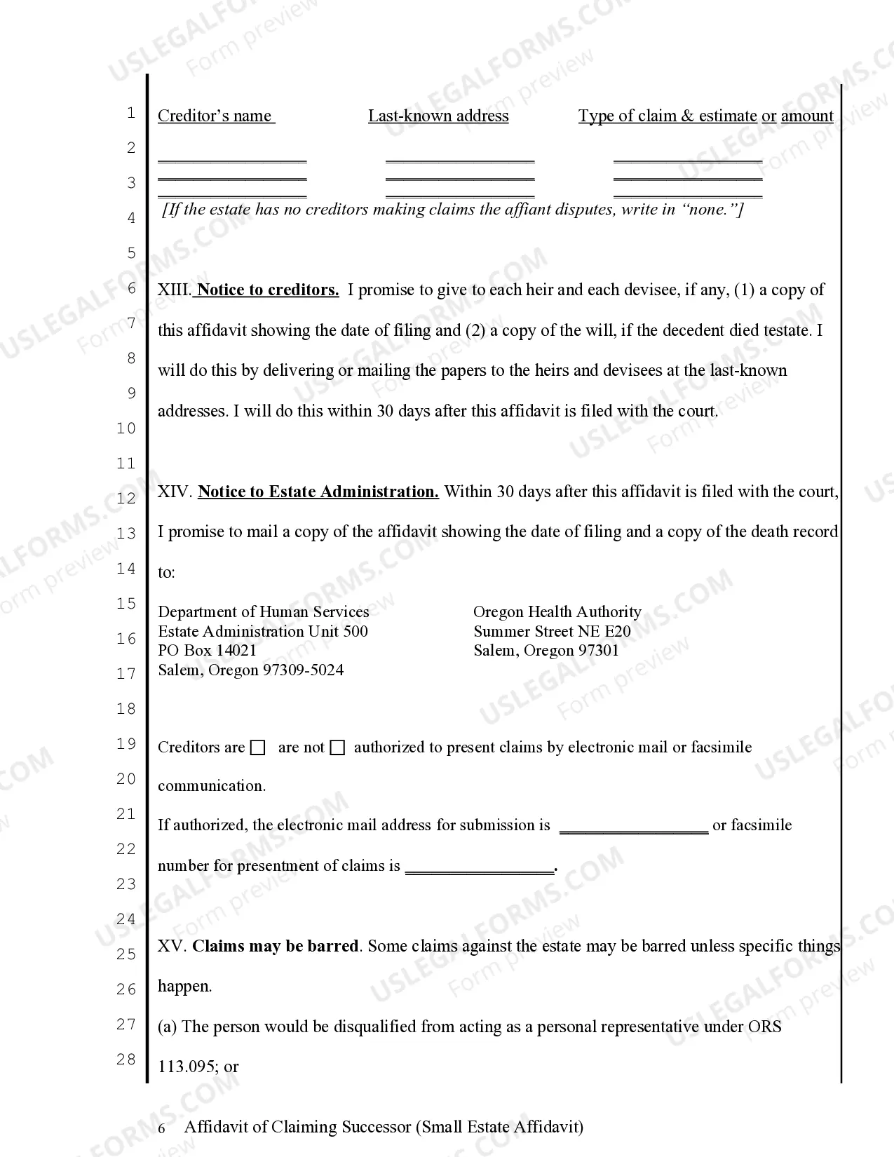 Preview Small Estate Affidavit for Estates under 75,000 Personal - 200,000 Real Property
