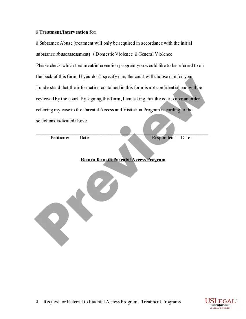 Get Request for Referral to Parental Access Program and Treatment Programs Preview Request for Referral to Parental Access Program and Treatment Programs