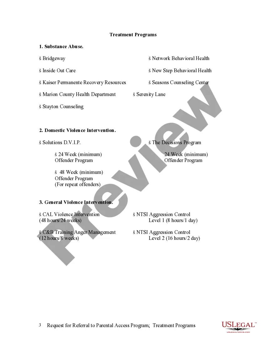 Get Request for Referral to Parental Access Program and Treatment Programs Preview Request for Referral to Parental Access Program and Treatment Programs