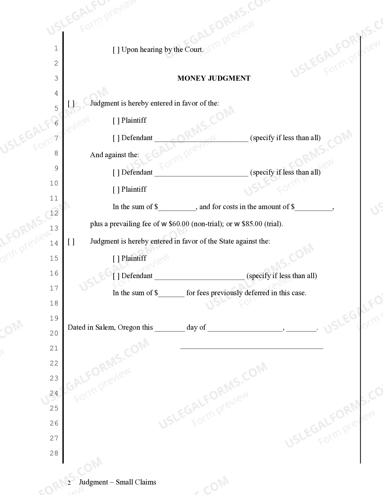 Preview Small Claims Judgment