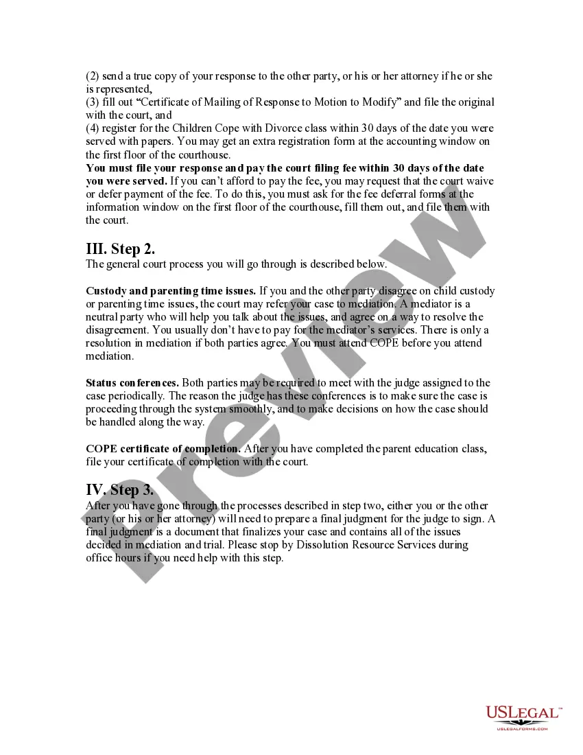 Get Response to Petition for Modification of Custody and Visitation Forms and Instructions Preview Response to Petition for Modification of Custody and Visitation Forms and Instructions